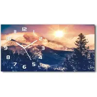 Tulup Wanduhr aus Glas – 60x30 cm - Glasbild - Glasuhr - Gehärtetes Glas - weisse-zeiger - Colorado Mountains