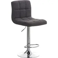 DELUKE Barhocker REZAR - Stoff Hellgrau 46x47x94 cm Silber | Barstuhl Höhenverstellbar Mit Lehne Drehbar Tresenhocker Tresenstuhl Kneipenhocker Kneipenstuhl