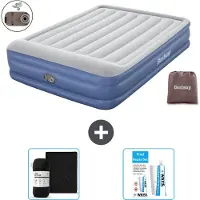 OEM Doppelstockbett 2 Personen - 152 x 203 x 46 cm - Grau/Blau - Mit Pumpe - Bettwäsche und Reparaturset