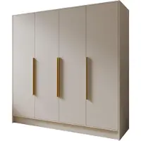 MargaretHadas24 Margaret Hadas24 Drehtürenschrank Goya I 200 cm (kaschmir, goldene Griffe) Kleiderschran Push-to-Open, großer Stauraum, Regale, Kleiderstangen