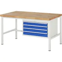 RAU Werkbank mit 2 XL Schubladen - Teilauszug - 270:2 - höhenverstellbar 840-1.040 mm - 1.500 x 900 mm (BxT) - Traglast 1.250 kg - Buche