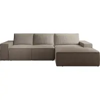 Vente-unique Großes Ecksofa mit Schlaffunktion - Ecke rechts - Cord - Taupe - AMELIA