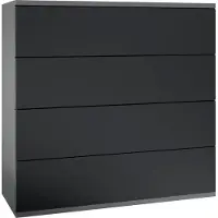 Vladon Kommode Pavos V3 hängend, Sideboard mit 4 Schubladen Anthrazit matt/Schwarz matt (76 x 94 x 35 cm)