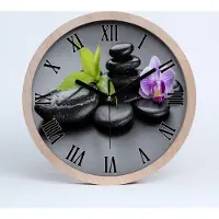 Tulup Holzuhr 30fi cm wanduhr - schwarze Spitzen - zen-Steine
