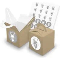 Itenga SET V43 Adventskalender Würfelbox mit Griff Braun + Zahlensticker Z46
