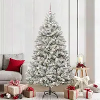 vidaXL "Schlussverkauf" Künstlicher Weihnachtsbaum - Tannenbaum - Kunstbaum moderne - Grün und Weiß 210 cm PVC und Metall C12994