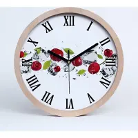 Tulup Holzuhr 20fi cm wanduhr - schwarze Spitzen - Kirschen und Wasser
