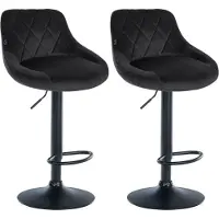 CLP 2er Set Barhocker Lazio Samt schwarz schwarz