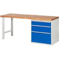 RAU Werkbank mit 3 XL Schubladen - Vollauszug - 150:1 / 210:1 / 360:1 - 840 x 2.000 x 700 mm (HxBxT) - Traglast 1.000 kg - Buche