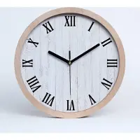 Tulup Holzuhr 25fi cm wanduhr - schwarze Spitzen - Holzuntergrund