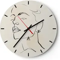ARTTOR Wanduhr - Rund - Glasuhr - Minimalismus Porträt Linie - 30x30cm - Schleichendes Uhrwerk - Lautlos - zum Aufhängen bereit - Dekoration Modern - Wanddekoration aus Glas - C3AR30x30-4815