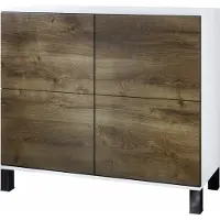Vladon Kommode Rova V3, Moderner Küchenschrank mit 4 Push-to-Open Türen Weiß matt / Eiche Ribbeck (92,5 x 84.5 x 35)
