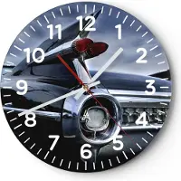 ARTTOR Wanduhr - Rund - Glasuhr - Auto Retro Himmel - 30x30cm - Schleichendes Uhrwerk - Lautlos - zum Aufhängen bereit - Dekoration Modern - Wanddekoration aus Glas - C4AR30x30-0159