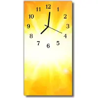 Tulup Glasuhr Wanduhr Küchenuhr Echt-Glas 30x60 Sonnenschein Gelb