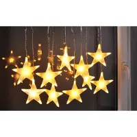 Hi 100 LED Stern Lichterkette Sternenvorhang Vorhang Lichtervorhang Leuchtvorhang