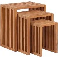 Bene Beistelltische 3er Set Teak naturbelassen ineinanderschiebbar