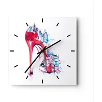 ARTTOR Wanduhr - Quadrat - Glasuhr - Heel Eleganz Individualität illustration - 30x30cm - Schleichendes Uhrwerk - Lautlos - zum Aufhängen bereit - Dekoration Modern - Wanddekoration aus Glas - C3AC30x30-3061