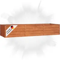 DELUKE Hochbeet aus Cortenstahl ISAK | unten offen | Pflanzenbeet Gartenbeet Metall Blumenbeet Beet hoch Frühbeet für Garten Gemüsebeet, 240x80x45cm