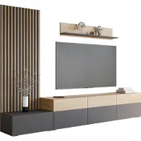 Mirjan 24 Wohnwand Narezi II, Stilvoll Wohnzimmer-Set, TV-Schrank, Modern Mediawand (Graphiy / Eiche Cremona)