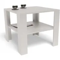Matkam Moderner Couchtisch 68x68 cm HOCH EX3, Hochwertiges Design, Perfekt für Wohnzimmer oder Büro, einfache Montage (Weiß)