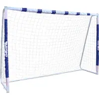 MUWO großes Fußballtor 3x2m – Robuster Stahlrahmen, leicht & stabil, schneller Aufbau, ideal für Garten & Sportplätze inkl. Zubehör blau/weiß | MW-318