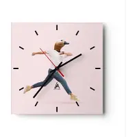 ARTTOR Wanduhr - Quadrat - Glasuhr - Anthropomorphisierung Mensch Ente - 30x30cm - Schleichendes Uhrwerk - Lautlos - zum Aufhängen bereit - Dekoration Modern - Wanddekoration aus Glas - C3AC30x30-4597