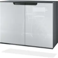 Vladon Kommode Sylt V3, Moderner Küchenschrank mit 2 großen Türen Anthrazit matt / Weiß Hochglanz (92,5 x 73.5 x 35)