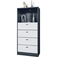 Vladon Kommode Pino V3, Germany, Anrichte mit 4 Schubladen & 1 offenem Fach, Anthrazit matt/Weiß matt ohne LED (56 x 125 x 36 cm)