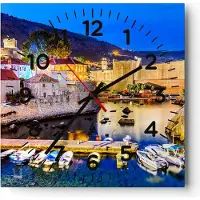 ARTTOR Wanduhr - Quadrat - Glasuhr - Kroatien Dubrovnik Altstadt Festung - 30x30cm - Schleichendes Uhrwerk - Lautlos - zum Aufhängen bereit - Dekoration Modern - Wanddekoration aus Glas - C4AC30x30-2917