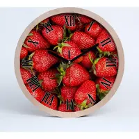 Tulup Holzuhr 20fi cm wanduhr - schwarze Spitzen - Erdbeeren