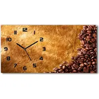 Tulup Wanduhr aus Glas – 60x30 cm - Glasbild - Glasuhr - Gehärtetes Glas - schwarze-zeiger - Kaffeebohnen