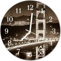 Tulup Glasuhr Wanduhr Küchenuhr Echt-Glas 30fi cm Brücke braun
