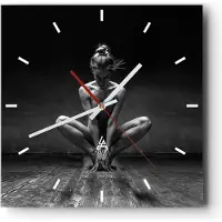 ARTTOR Wanduhr - Quadrat - Glasuhr - Tänzerin Frau Ballerina - 30x30cm - Schleichendes Uhrwerk - Lautlos - zum Aufhängen bereit - Dekoration Modern - Wanddekoration aus Glas - C3AC30x30-4925