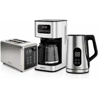 Hagenuk Digitales Frühstücksset Edelstahl – Toaster, Kaffeemaschine & Wasserkocher mit LED & Touch