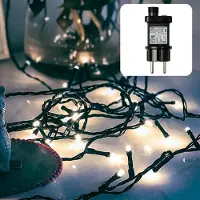 Hellum LED Lichterkette außen mit 80 LED, Lichterkette kaltweiß mit Stecker und Timer