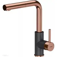 Quadron Küchenarmatur, Spültisch-Batterie, Spülbecken-Batterie, Küchen-Batterie, rosegold/schwarz, ANGELINA, Pull out SteelQ, PVD