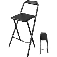 Spetebo Barhocker klappbar schwarz Belastbarkeit bis 110 kg - 95 x 50 cm - Holz Tresenhocker faltbar mit Holz Sitzfläche und Klappsicherung