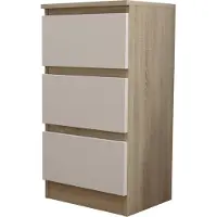 Masseno Kommode ALLEGRA 40 cm Sideboard mit 3 Schubladen für Wohnzimmer Schlafzimmer Modern 40x33x72 cm Sonoma Eiche / Weiß