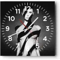 ARTTOR Wanduhr - Quadrat - Glasuhr - Nackt Frau Fotografie - 30x30cm - Schleichendes Uhrwerk - Lautlos - zum Aufhängen bereit - Dekoration Modern - Wanddekoration aus Glas - C4AC30x30-4221