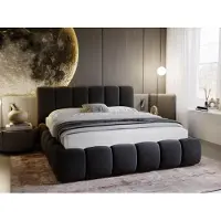 GRAINGOLD Polsterbett Cloud 120x200 cm - Bett 120x200, Polsterbett ohne Bettkasten, mit Lattenrost - Anthracite (Monolith 95)