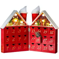 HAC24 Befüllbarer LED Musik Adventskalender Holz Krippenszene Weihnachtskalender Advents Kalender Weihnachtsdeko