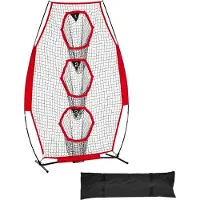 SucceBuy Fußballtrainer Wurfnetz Übungsnetz (168 x 77 x 245 cm) mit 3 Zieltaschen, tragbarer Aufbewahrungstasche und Gurten, Trainingshilfe für präzises Passspiel des Quarterbacks, rot