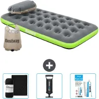 Bestway Luftmatratze – 1 Person – 99 x 188 x 22 cm – Grau/Grün – im Lieferumfang enthalten Zubehör