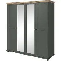 Masseno Drehtürenschrank EVOLETTA 200 cm Kleiderschrank Schlafzimmer Schrank 4-türig mit Spiegel Grün
