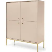 Masseno Kommode MONDO 104 cm Sideboard und 4 Türen für Wohnzimmer Schlafzimmer Modern 104x39x125 cm Beige / Beige