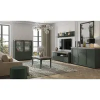 Fun-Möbel Wohnzimmer-Set HOME 5 tlg Schrankwand mit Couchtisch Grün Eiche Lefkas