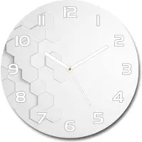 Tulup Wanduhr aus Glas 30fi Glasbild Glasuhr Gehärtetes Glas - weisse-zeiger - Hexagons background