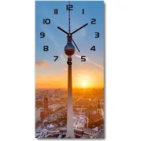 Tulup Wanduhr aus Glas – 30x60 cm - Glasbild - Glasuhr - Gehärtetes Glas -Fernsehturm