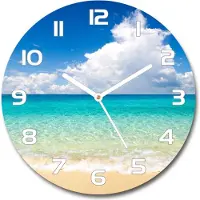 Tulup Wanduhr aus Glas 30fi Glasbild Glasuhr Gehärtetes Glas - weisse-zeiger - Paradise beach