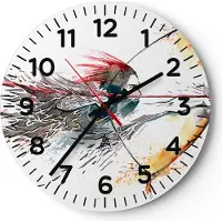 ARTTOR Wanduhr - Rund - Glasuhr - Bogen Pfeil Ziel Genauigkeit - 30x30cm - Schleichendes Uhrwerk - Lautlos - zum Aufhängen bereit - Dekoration Modern - Wanddekoration aus Glas - C4AR30x30-2994